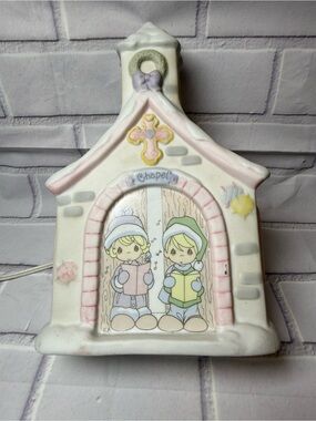 Vintage 1995 Enesco Precious Moments Lighted Chapel Night Light Porcelain